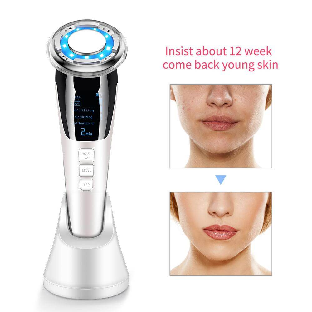 Ultrasonic LED Photon Vibration Light Therapy Massage Apparatus Micro-current Beauty Apparatus - Beauty Lifts Her